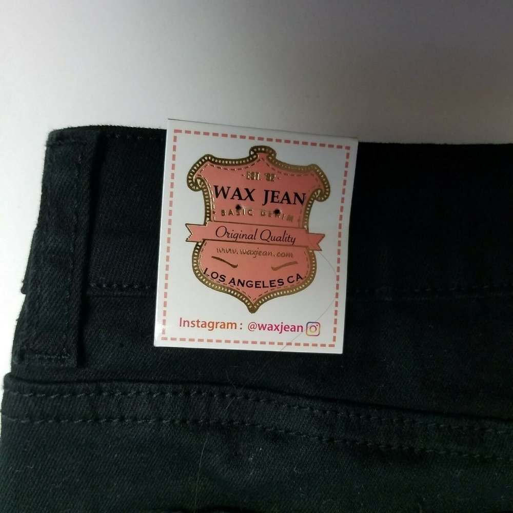 Wax Jean Skirt Destruction Frayed Hem Black Size M NWT - Picture 5 of 9